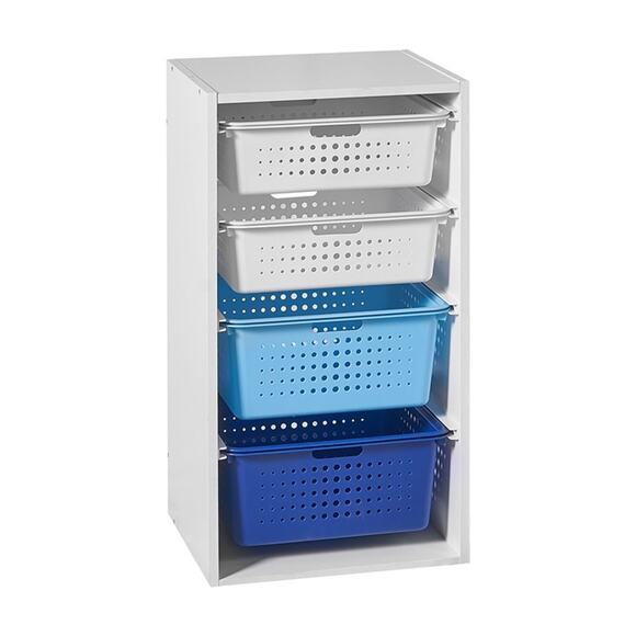 Your Zone Kids Sliding Bin Organizer with 4 Storage Bins, Blue - Picture 3 of 4